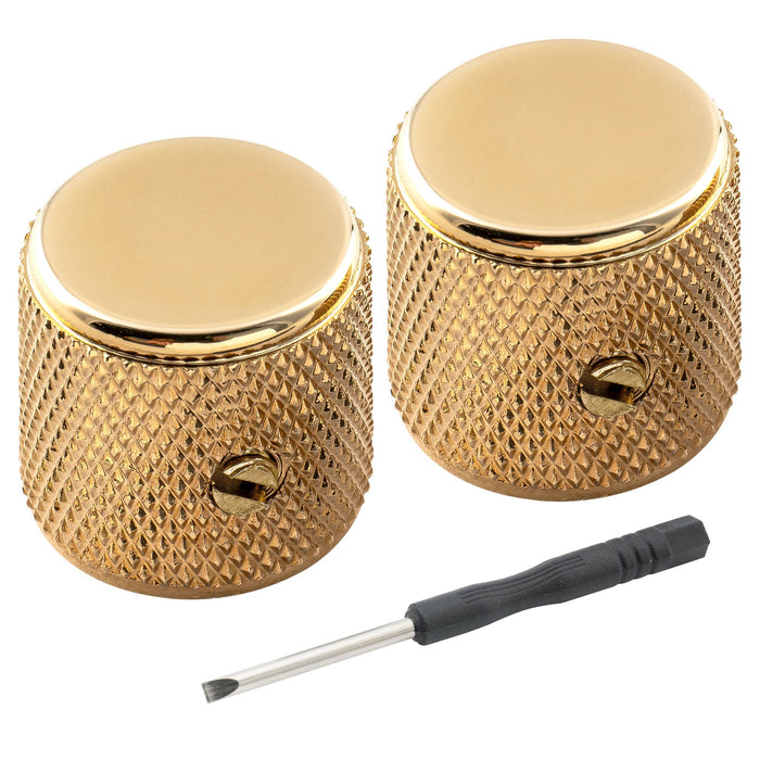 musiclily pro 1 4 inch aluminum flat top universal fitting potentiometer control knob with set screw for fender mexico player tele style electric guitar mx3404, gold