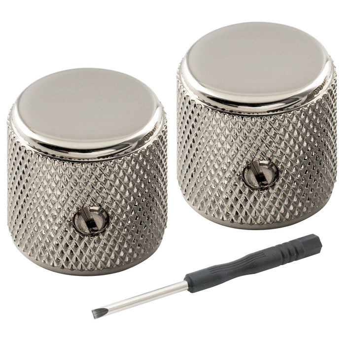 musiclily pro 1 4 inch aluminum flat top universal fitting potentiometer control knob with set screw for fender mexico player tele style electric guitar mx3404, nickel