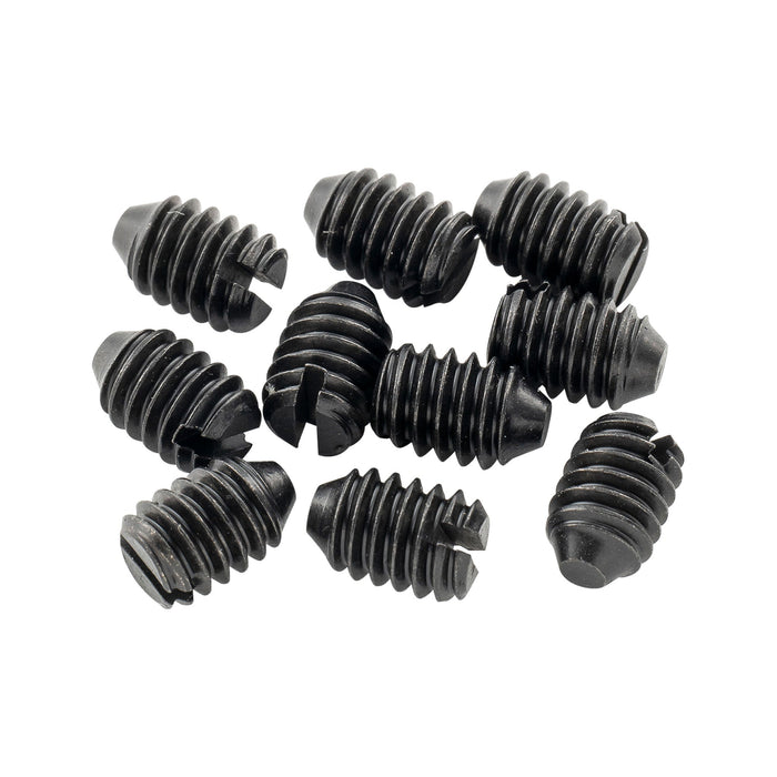 musiclily pro unc 8 32x1 4 inch stainless steel slotted cone point set screws for fender tele style control knobs mx3405 10p, black