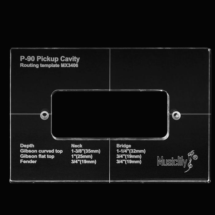 Part of musiclily pro cnc accurate acrylic p90 pickup routing template for electric guitar body mx3406