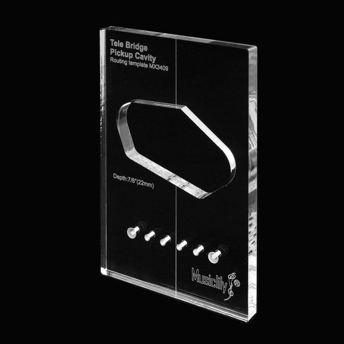 musiclily pro cnc accurate acrylic bridge pickup routing template for standard tele guitar body mx3409