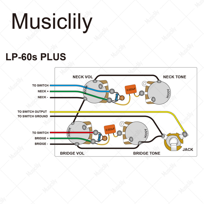Musiclily Pro LP STD Modern 60s PLUS Pre-wired Wring Harness Kit MX3412NK Wiring Diagram