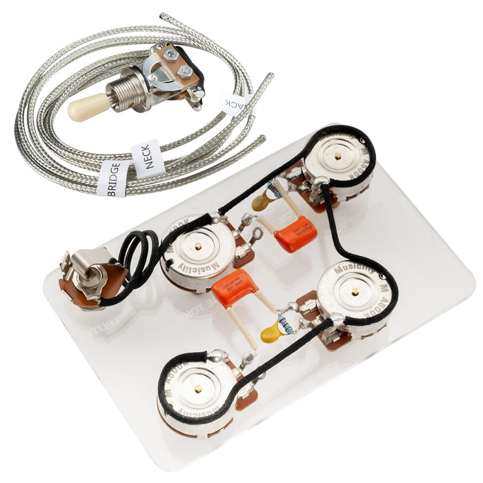 Musiclily Pro LP STD Modern 60s PLUS Treble Bleed Pre-wired Wring Harness Kit Upgrade for Epiphone LP Style Electric Guitar Switch