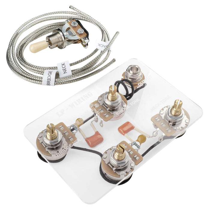 Musiclily Pro LP STD Modern 60s PLUS Treble Bleed Pre-wired Wring Harness Kit Upgrade for Epiphone LP Style Electric Guitar Switch