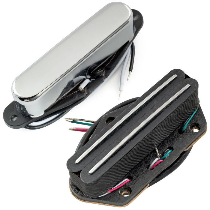 musiclily pro tl dpha alnico 5 single coil pickup and rail blade single coil sized humbucker neck bridge pickups set 8k 12 8k for tele style electric guitar mx3423mx3244p