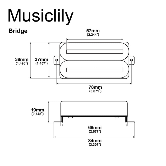 Musiclily Pro HH-DJRC Keramik-Rail-Blade-Humbucker Steg-Tonabnehmer 14,5K für E-Gitarre