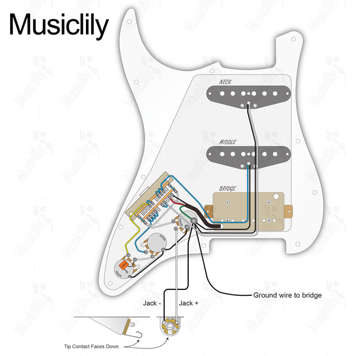 Musiclily Pro-SE ST-HSS-60SE Battipenna precablato con pickup Alnico 5 e interruttore a 5 vie per chitarra elettrica stile Strat