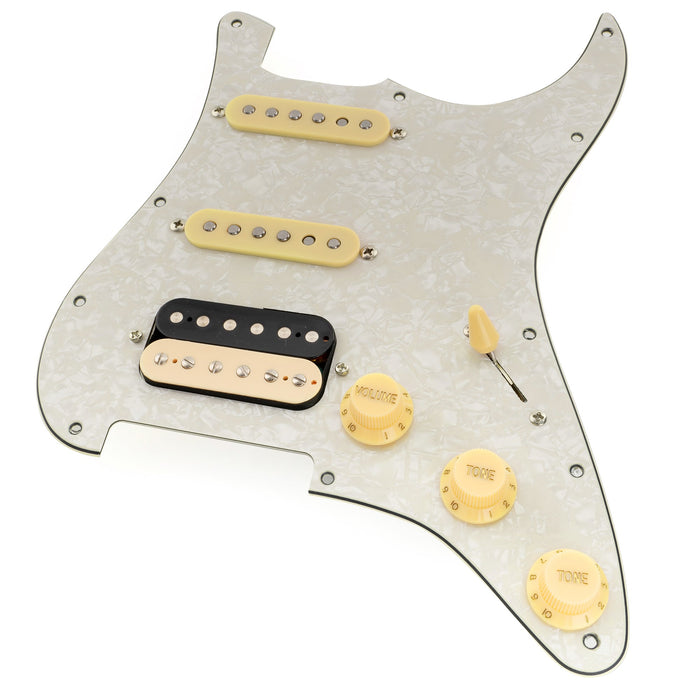 detail of musiclily pro se st hss 60se pre wired pickguard with alnico 5 pickups 5 way switch for strat style electric guitar mx3435p