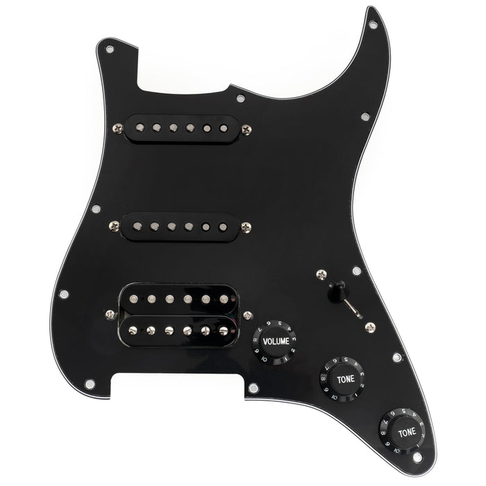 musiclily pro se st hss 60se pre wired pickguard with alnico 5 pickups 5 way switch for strat style electric guitar mx3435p, black