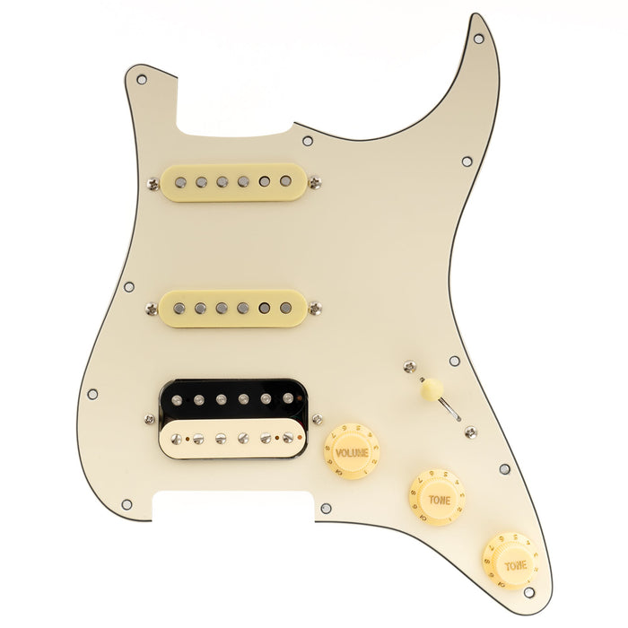musiclily pro se st hss 60se pre wired pickguard with alnico 5 pickups 5 way switch for strat style electric guitar mx3435p cream