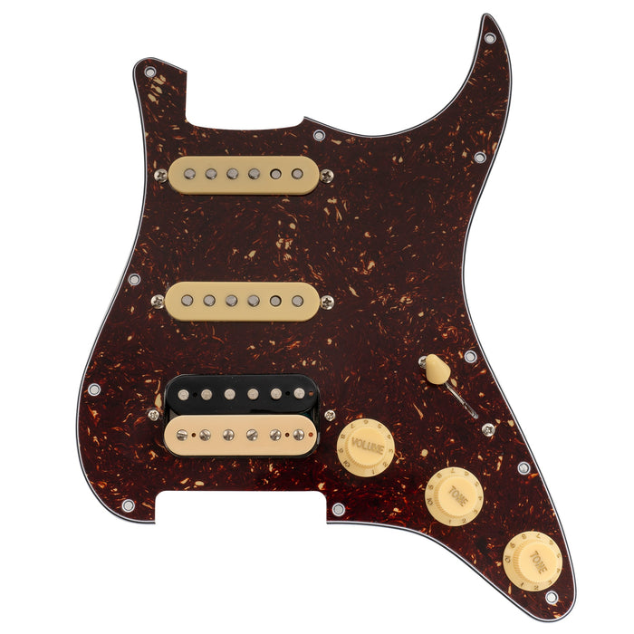musiclily pro se st hss 60se pre wired pickguard with alnico 5 pickups 5 way switch for strat style electric guitar mx3435p, tortoise shell
