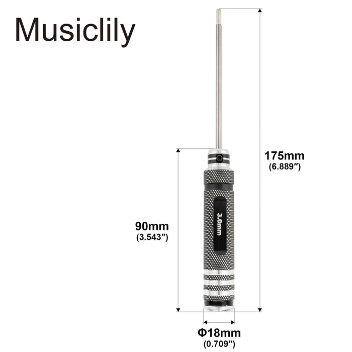 Size of musiclily pro high speed steel 7pcs hex screwdrivers hex keys wrenches set for guitar bass bridge saddles or knobs adjustment mx3452