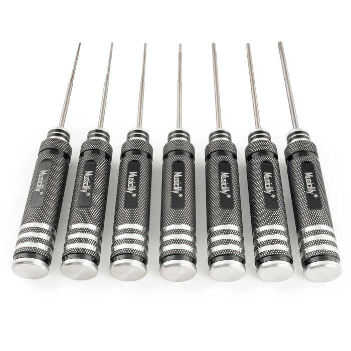 detail of musiclily pro high speed steel 7pcs hex screwdrivers hex keys wrenches set for guitar bass bridge saddles or knobs adjustment mx3452