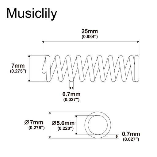 Dimensions of musiclily pro steel 25mm electric guitar humbucker pickup mounting springs mx3455nk 20