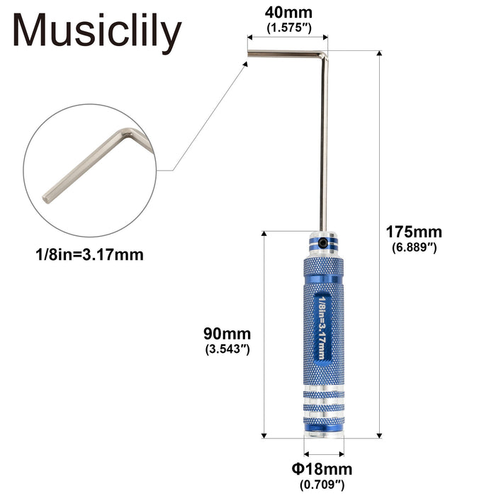 Dimensions of musiclily pro hardened steel 1 8 inch allen key hex wrench for guitar bass truss rod adjustment mx3460mx3465