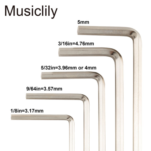Dimensions of musiclily pro hardened steel 5pcs allen keys hex wrenches set for guitar bass truss rod adjustment mx3470