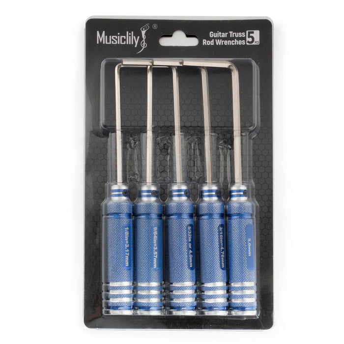 musiclily pro hardened steel 5pcs allen keys hex wrenches set for guitar bass truss rod adjustment mx3470 detailed image