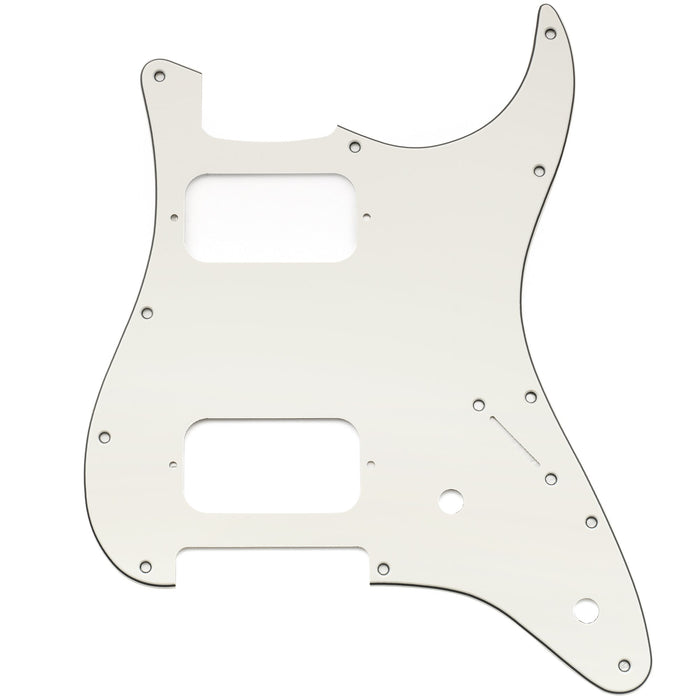 musiclily pro 11 holes st hh guitar pickguard with round corner uncovered humbucker 2 pot layout for fender squier strat style electric guitar mx3481p, aged white