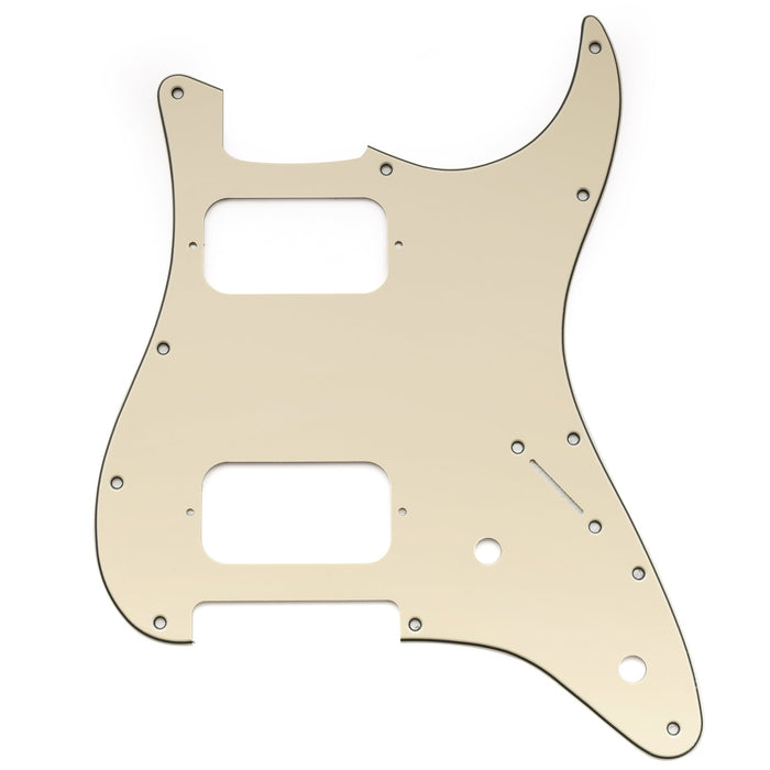 musiclily pro 11 holes st hh guitar pickguard with round corner uncovered humbucker 2 pot layout for fender squier strat style electric guitar mx3481p cream