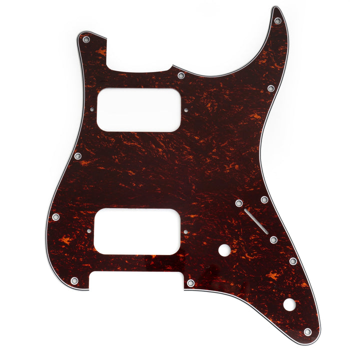 musiclily pro 11 holes st hh guitar pickguard with round corner uncovered humbucker 2 pot layout for fender squier strat style electric guitar mx3481p, red tortoise