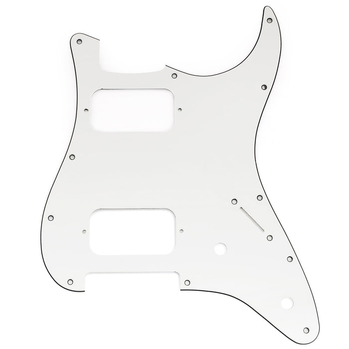 musiclily pro 11 holes st hh guitar pickguard with round corner uncovered humbucker 2 pot layout for fender squier strat style electric guitar mx3481p, white