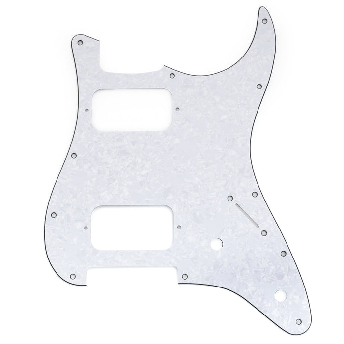 musiclily pro 11 holes st hh guitar pickguard with round corner uncovered humbucker 2 pot layout for fender squier strat style electric guitar mx3481p, white pearl