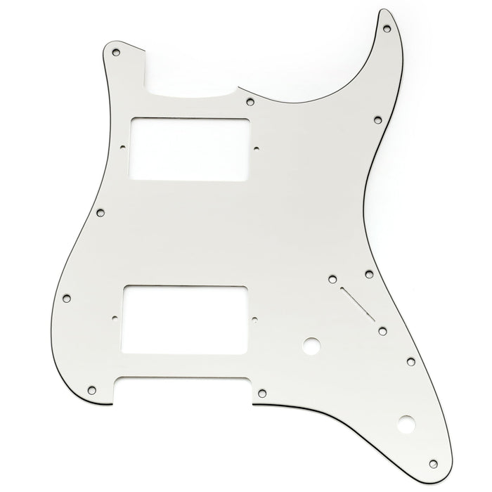 musiclily pro 11 holes st hh guitar pickguard with covered humbucker 2 pot layout for fender squier strat style electric guitar mx3482p, aged white