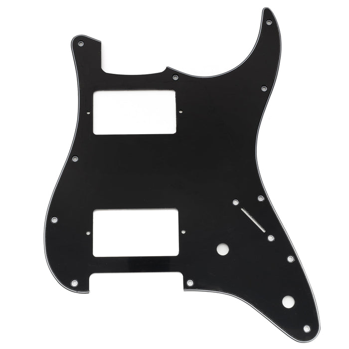 musiclily pro 11 holes st hh guitar pickguard with covered humbucker 2 pot layout for fender squier strat style electric guitar mx3482p, black