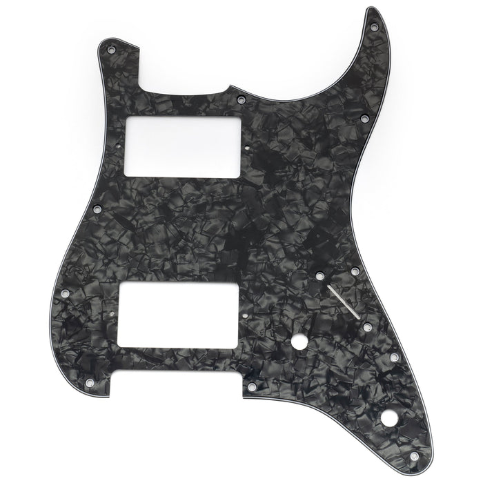 musiclily pro 11 holes st hh guitar pickguard with covered humbucker 2 pot layout for fender squier strat style electric guitar mx3482p, black pearl