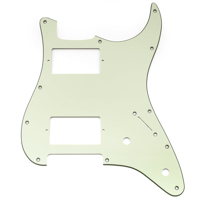 musiclily pro 11 holes st hh guitar pickguard with covered humbucker 2 pot layout for fender squier strat style electric guitar mx3482p, mint green
