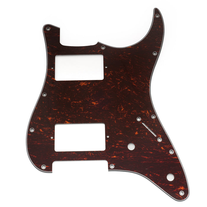 musiclily pro 11 holes st hh guitar pickguard with covered humbucker 2 pot layout for fender squier strat style electric guitar mx3482p, red tortoise