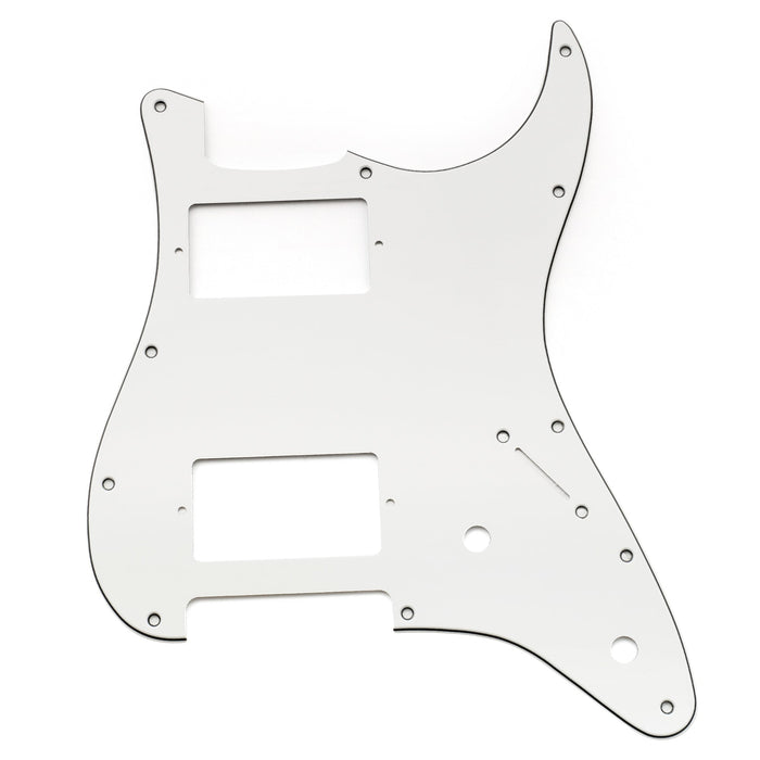 musiclily pro 11 holes st hh guitar pickguard with covered humbucker 2 pot layout for fender squier strat style electric guitar mx3482p, white