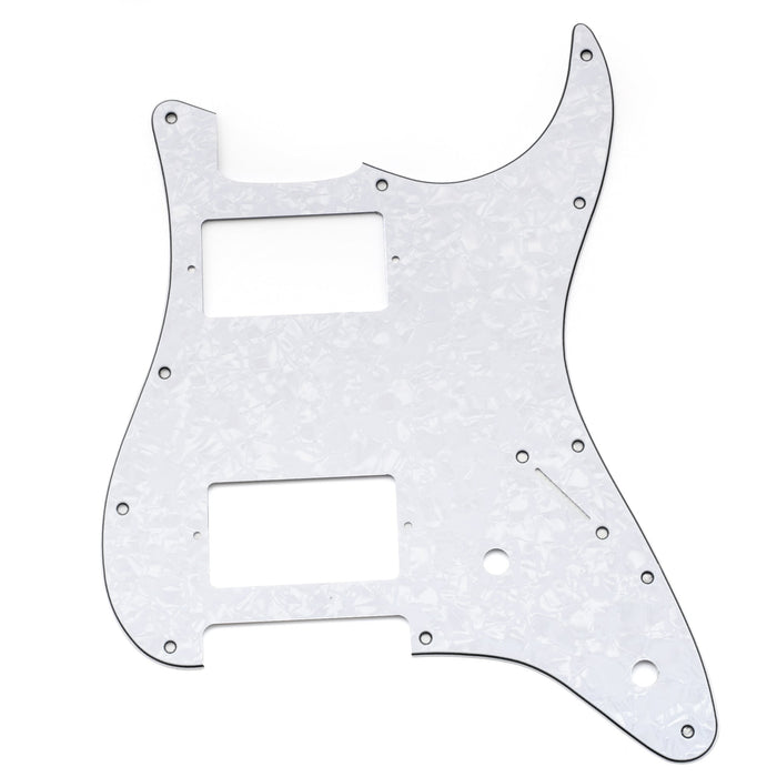 musiclily pro 11 holes st hh guitar pickguard with covered humbucker 2 pot layout for fender squier strat style electric guitar mx3482p, white pearl