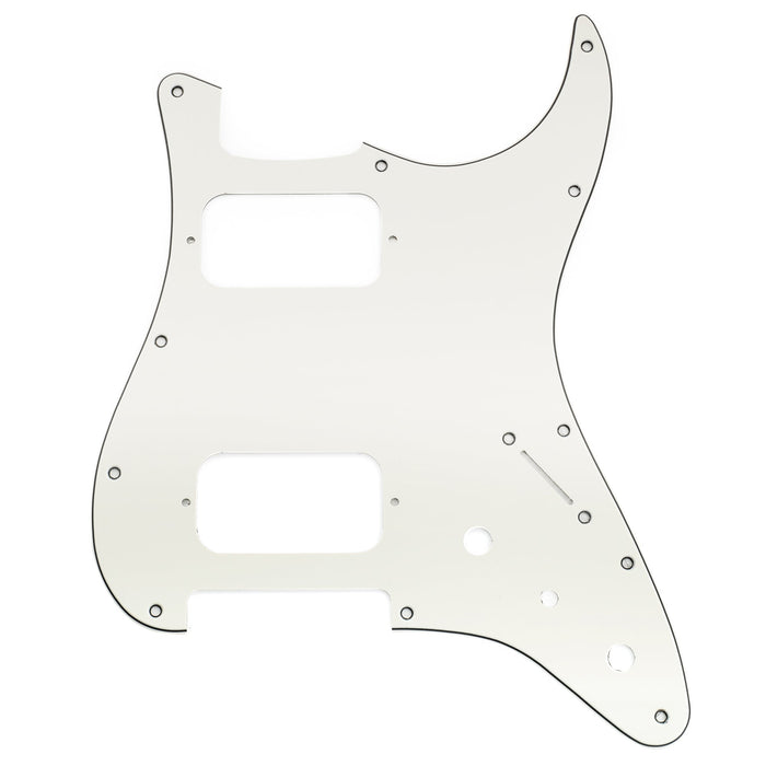 musiclily pro 11 holes st hh guitar pickguard with round corner uncovered humbucker 2 pot mini switch layout for fender squier strat style electric guitar mx3484p, aged white