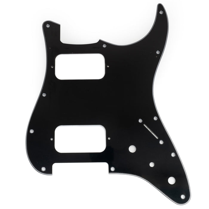 musiclily pro 11 holes st hh guitar pickguard with round corner uncovered humbucker 2 pot mini switch layout for fender squier strat style electric guitar mx3484p, black
