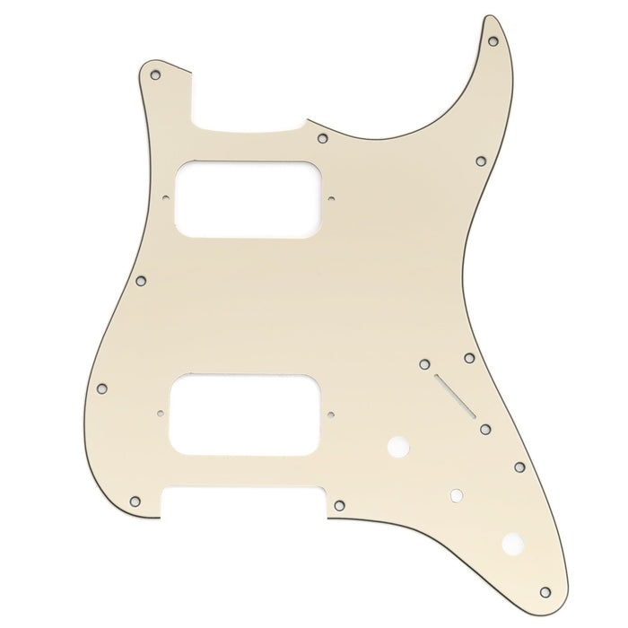 musiclily pro 11 holes st hh guitar pickguard with round corner uncovered humbucker 2 pot mini switch layout for fender squier strat style electric guitar mx3484p cream