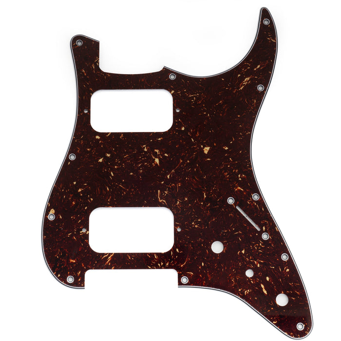 musiclily pro 11 holes st hh guitar pickguard with round corner uncovered humbucker 2 pot mini switch layout for fender squier strat style electric guitar mx3484p, tortoise shell