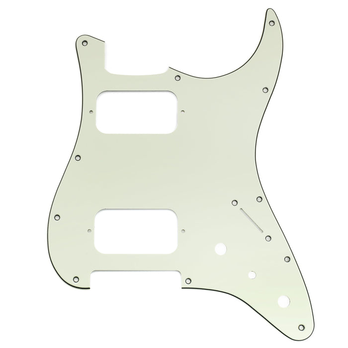 musiclily pro 11 holes st hh guitar pickguard with round corner uncovered humbucker 2 pot mini switch layout for fender squier strat style electric guitar mx3484p, mint green