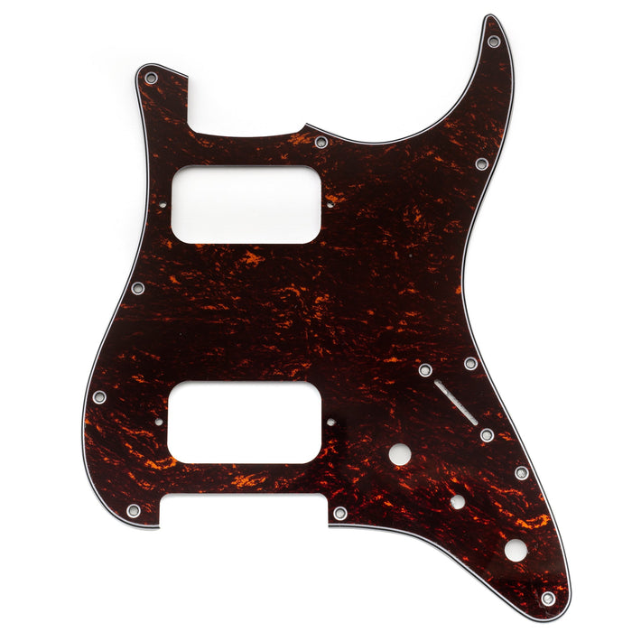 musiclily pro 11 holes st hh guitar pickguard with round corner uncovered humbucker 2 pot mini switch layout for fender squier strat style electric guitar mx3484p, red tortoise