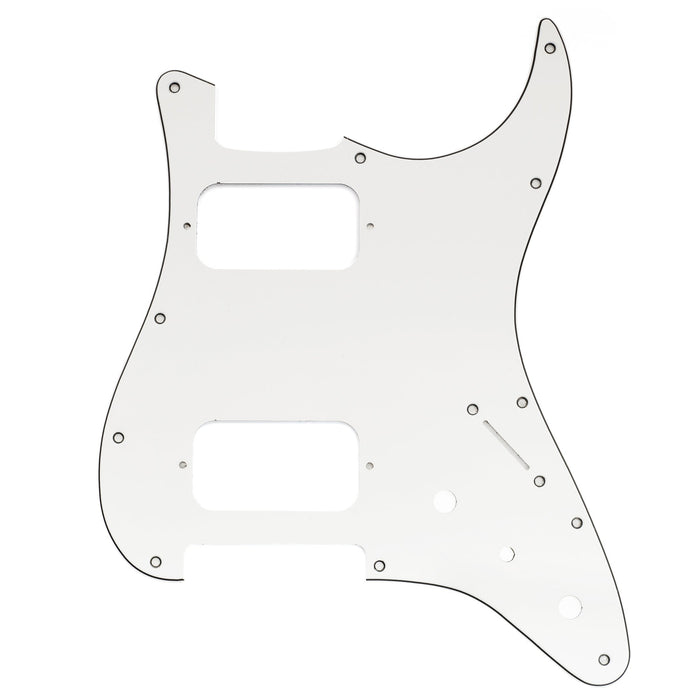musiclily pro 11 holes st hh guitar pickguard with round corner uncovered humbucker 2 pot mini switch layout for fender squier strat style electric guitar mx3484p, white