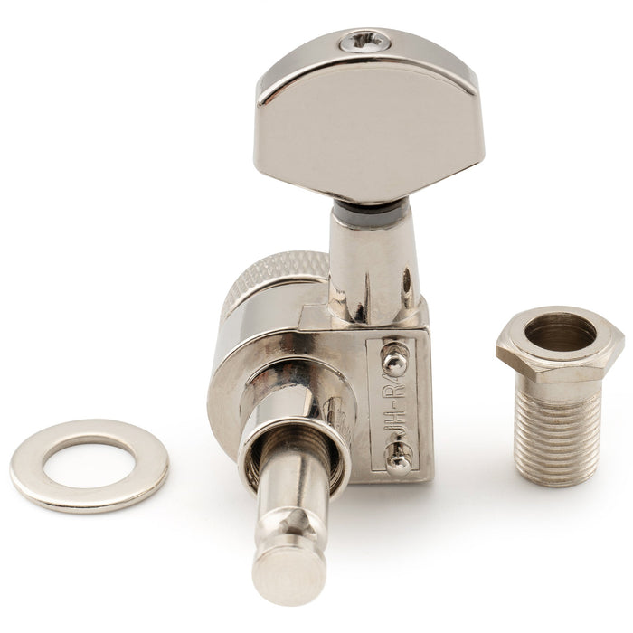 ミュージックリリー Pro R15J 6インライン 15:1比率 2ピン 完全密封ロック式マシンヘッド チューナー チューニングペグ キー ヘックスボタン付き SQスタイル ストラトキャスター/テレキャスター 電気ギター用