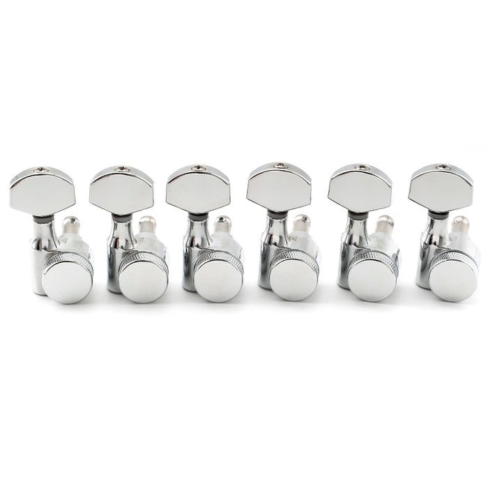 musiclily pro 6 in line 15 1 ratio 1 pin full sealed locking machine heads tuners tuning pegs keys with hex button for sq strat tele style electric guitar mx3492 6p, chrome