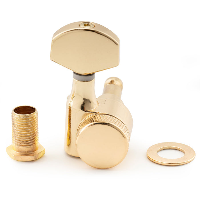 ミュージックリリー Pro R15J 6インライン 15:1比率 1ピン 完全密封ロック式マシンヘッド チューナー チューニングペグ キー ヘックスボタン付き SQスタイル ストラトキャスター/テレキャスター 電気ギター用