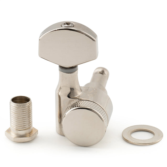 ミュージックリリー Pro R15J 6インライン 15:1比率 1ピン 完全密封ロック式マシンヘッド チューナー チューニングペグ キー ヘックスボタン付き SQスタイル ストラトキャスター/テレキャスター 電気ギター用