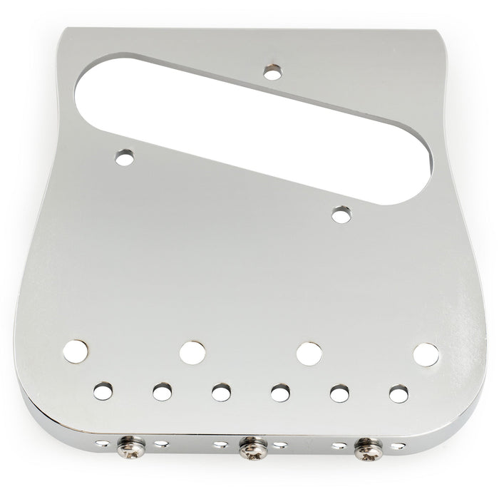 Part of musiclily ultra left handed 54mm2 1 8 inch string spacing dual load curved tele guitar bridge with full solid brass plate and wave style compensated 3 saddle mx3265p