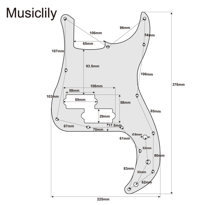 Musiclily Pro 13穴ベースピックガード for SQ Affinity PJ プレシジョンベース