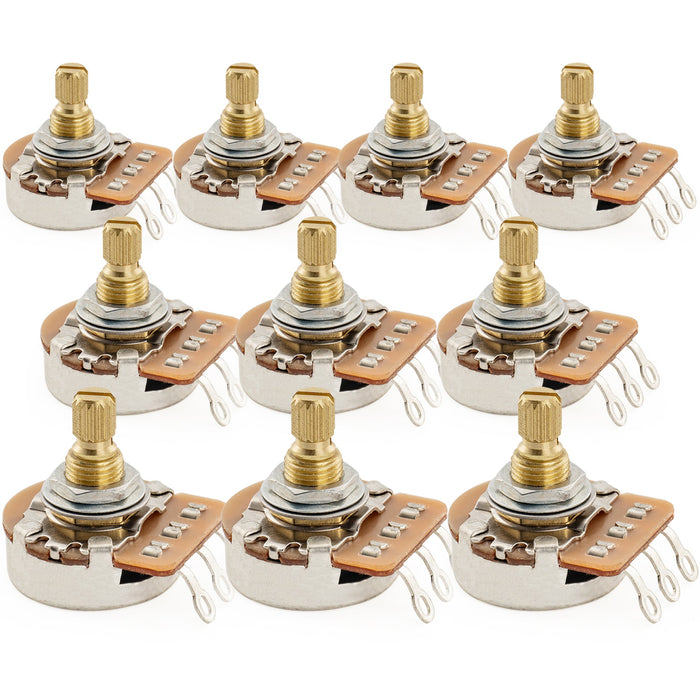 Musiclily Pro HD B500K Pots Brass Metric Split Short Shaft 6.5mm Linear Taper Potentiometers for Electric Guitar Bass (Set of 10)