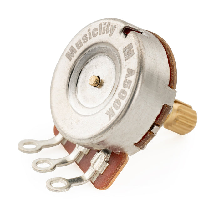 Musiclily Pro HD A500K Potis Messing Metrisch Geteilter Kurzschaft 6,5 mm Audio-Drehwiderstände für E-Gitarre und Bass (Set von 4)