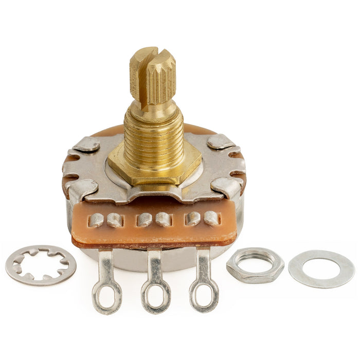 Musiclily Pro HD A500K+B500K Pots Brass Metric Split Short Shaft 6.5mm Audio Linear Taper Potentiometers for ST Tele PB JB Style Electric Guitar Bass (Set of 1A1B)