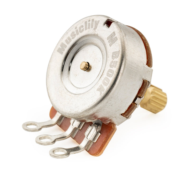 Musiclily Pro HD B500K Pots Brass Metric Split Short Shaft 6.5mm Linear Taper Potentiometers for Electric Guitar Bass (Set of 10)